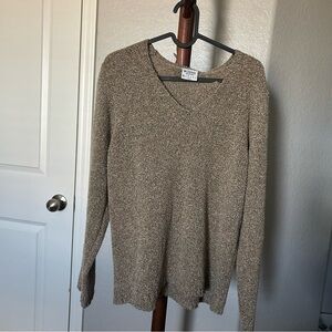 Columbia Women’s Tan Knit Pullover V Neck Sweater Size L | D2